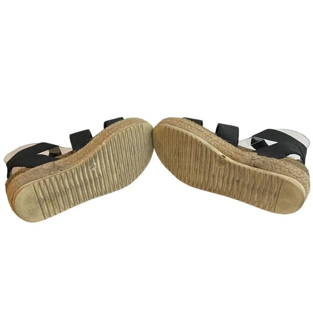 Cushionaire Mandy Flatform Sandals Size 7.5M Cork Footbed Espadrille Black Strap - Picture 7 of 11